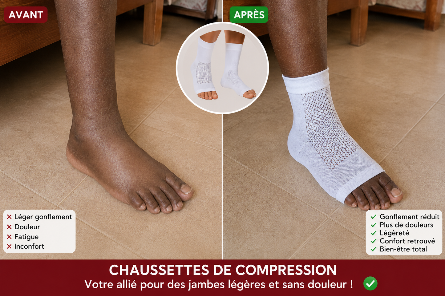 CHAUSSETTE COMPRESSION SOULAGER VOS DOULEURS AU PIED 🦶