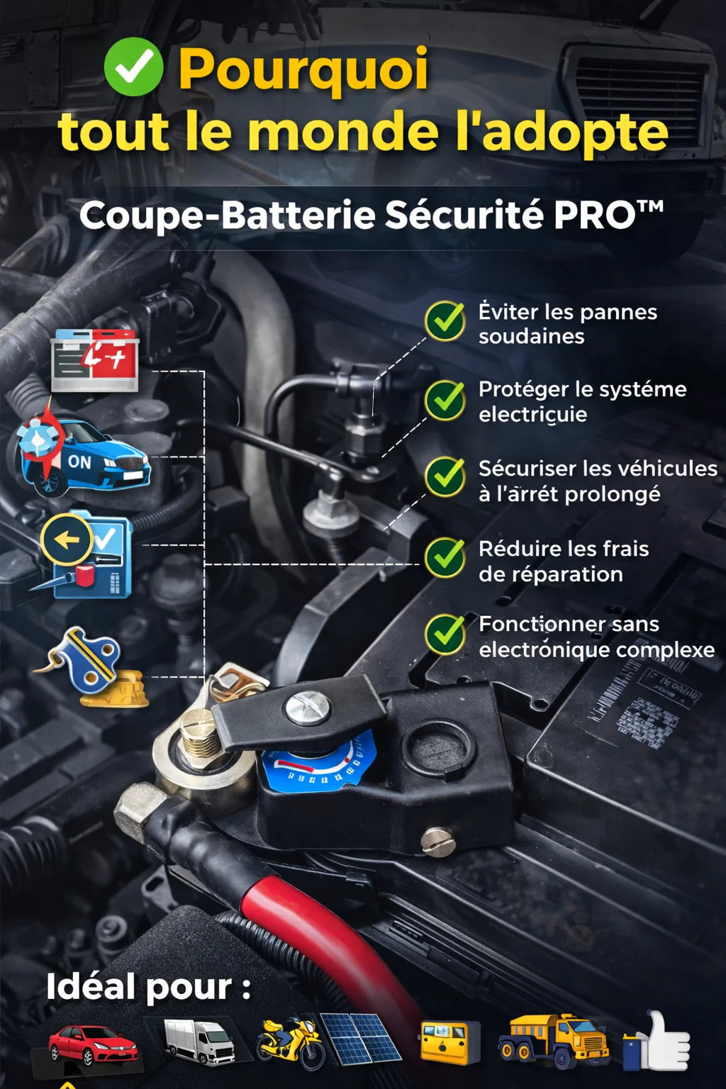 INTERRUPTEUR DE DÉCONNECTION DE BACTÉRIE